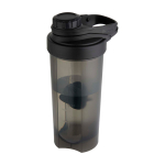 Bottiglia sportiva in plastica PP con sfera miscelatrice e tacche 700 ml color nero