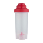 Bottiglia sportiva in plastica PP con sfera miscelatrice e tacche 700 ml color rosso seconda vista frontale