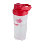 Bottiglia sportiva in plastica PP con sfera miscelatrice e tacche 700 ml color rosso