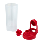 Bottiglia sportiva in plastica PP con sfera miscelatrice e tacche 700 ml color rosso seconda vista