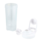 Bottiglia sportiva in plastica PP con sfera miscelatrice e tacche 700 ml color trasparente seconda vista
