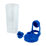 Bottiglia sportiva in plastica PP con sfera miscelatrice e tacche 700 ml color blu reale seconda vista