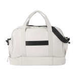 Borsa da viaggio in tela in poliestere riciclato con zip 30L color sabbia seconda vista posteriore