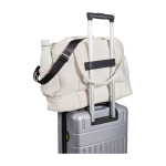 Borsa da viaggio in tela in poliestere riciclato con zip 30L color sabbia seconda vista