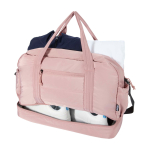 Borsa da viaggio in tela in poliestere riciclato con zip 30L color rosa chiaro terza vista