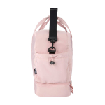 Borsa da viaggio in tela in poliestere riciclato con zip 30L color rosa chiaro vista laterale