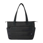 Borsa tote imbottita in poliestere riciclato con custodia per laptop 15,6” 18L color nero seconda vista frontale