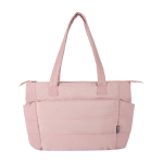Borsa tote imbottita in poliestere riciclato con custodia per laptop 15,6” 18L color rosa chiaro seconda vista frontale