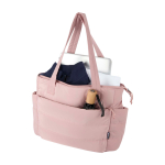Borsa tote imbottita in poliestere riciclato con custodia per laptop 15,6” 18L color rosa chiaro terza vista