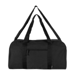Borsa da viaggio impermeabile in tela riciclata con tasca frontale 40L color nero seconda vista frontale