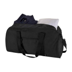 Borsa da viaggio impermeabile in tela riciclata con tasca frontale 40L color nero seconda vista
