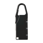 Lucchetto numerico in zinco personalizzabile con moschettone color nero seconda vista frontale