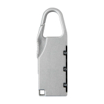 Lucchetto numerico in zinco personalizzabile con moschettone color argento seconda vista frontale