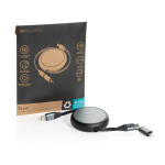 Cavo retrattile 2 in 1 in alluminio riciclato per ricarica e dati 240W color nero vista con scatola