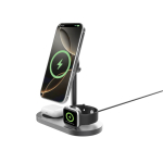 Caricatore da scrivania ecologico 3 in 1 wireless magnetico 25W color grigio terza vista