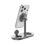 Caricatore da scrivania ecologico 3 in 1 wireless magnetico 25W color grigio quarta vista