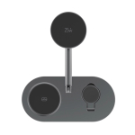 Caricatore da scrivania ecologico 3 in 1 wireless magnetico 25W color grigio sesta vista