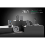 Caricatore da scrivania ecologico 3 in 1 wireless magnetico 25W color grigio vista ambiente