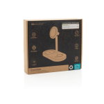 Caricatore da scrivania ecologico 3 in 1 wireless magnetico 25W color grigio vista con scatola