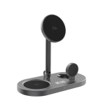 Caricatore da scrivania ecologico 3 in 1 wireless magnetico 25W color grigio vista area di stampa