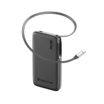 Batteria esterna con cavo retrattile e indicatore di carica 10.000 mAh color nero quinta vista