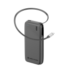 Power bank ecologico con cavo retrattile 45W 20.000 mAh color nero quinta vista