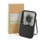 Ventilatore da scrivania ricaricabile con 3 velocità 5W 1.200 mAh color nero vista con scatola