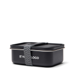 Lunch box in acciaio inox riciclato con fascia elastica 750ml color nero vista area di stampa