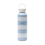 Borraccia termica antigoccia con design da spiaggia e manico 600ml color azzurro vista con logo