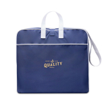 Sedia da spiaggia portatile pieghevole in poliestere con 6 posizioni di schienale color blu mare vista con logo