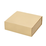 Targa trofeo rotonda in legno con base in vetro nero vista con scatola