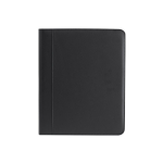 Cartella A4 con cerniera e scomparti in pelle sintetica color nero prima vista