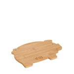 Tagliere da cucina in bambù con design a maialino e foro per appendere vista area di stampa