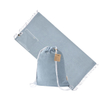 Zaino a coulisse con pareo pieghevole in cotone riciclato 170 g/m² color azzurro prima vista