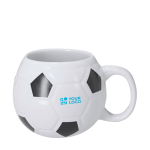 Tazza in ceramica con design a pallone da calcio classico 440 ml vista area di stampa