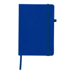 Taccuino A5 con copertina in pelle sintetica e chiusura elastica, pagine a righe color blu prima vista