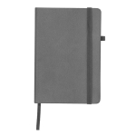 Taccuino A5 con copertina in pelle sintetica e chiusura elastica, pagine a righe color grigio prima vista