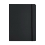 Taccuino A5 a righe con copertina flessibile in pelle sintetica riciclata color nero prima vista