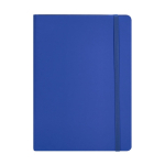 Taccuino A5 a righe con copertina flessibile in pelle sintetica riciclata color blu prima vista