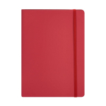Taccuino A5 a righe con copertina flessibile in pelle sintetica riciclata color rosso prima vista