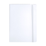 Taccuino A5 a righe con copertina flessibile in pelle sintetica riciclata color bianco prima vista