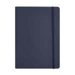 Taccuino A5 a righe con copertina flessibile in pelle sintetica riciclata color blu mare prima vista