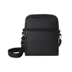 Borsa a tracolla in pelle sintetica con doppia zip e retro imbottito color nero prima vista