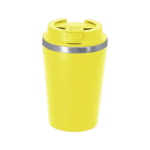Bicchiere termico da asporto in acciaio inox con coperchio ermetico 350ml color giallo prima vista