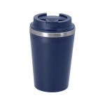 Bicchiere termico da asporto in acciaio inox con coperchio ermetico 350ml color blu mare prima vista