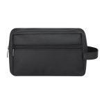 Necessaire multiuso con maniglia in pelle sintetica e tasca frontale color nero prima vista