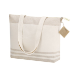 Borsa a spalla in cotone riciclato con soffietto e zip 300g/m² quarta vista