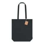 Borsa in cotone biologico con soffietto e manici rinforzati 270 g/m² color nero prima vista