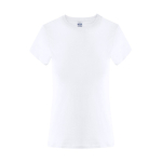 T-shirt da donna in cotone a manica corta con collo rotondo 150 g/m² color bianco prima vista