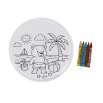 Frisbee per bambini in tessuto non-woven con area da colorare color bianco prima vista